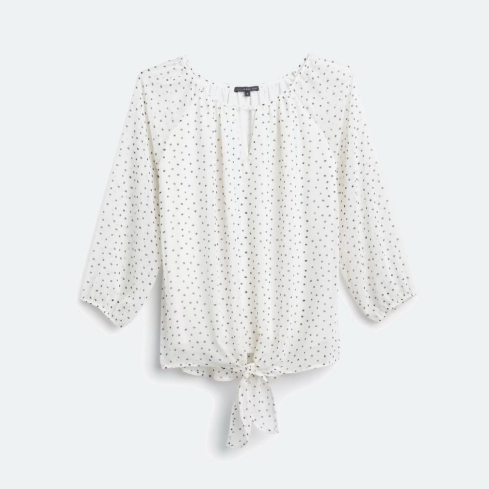 Boutique Chic White Polka Dot Women's Blouse-NWT